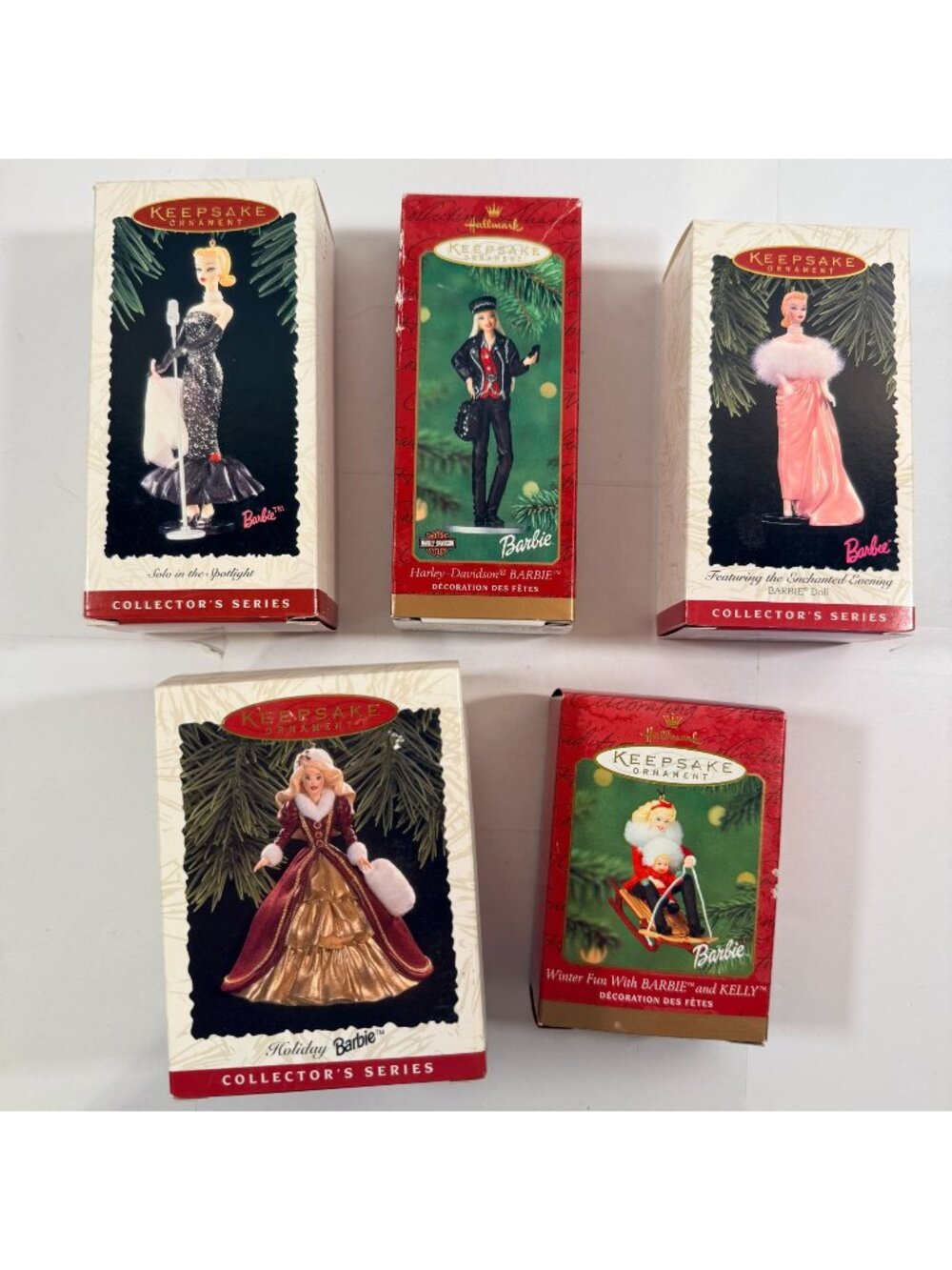 Hallmark Keepsake Barbie Christmas Ornaments Harley Davidson Enchanted Lot of 5